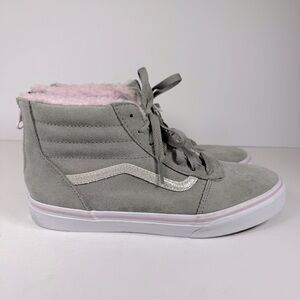 NWT VANS Kids Sk8‎ Gray and Pink High-Top Sneakers Size 6
